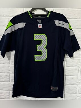 Seattle Seahawks Football Jersey Boys Youth Large Blue NFL Wilson #3 Nike